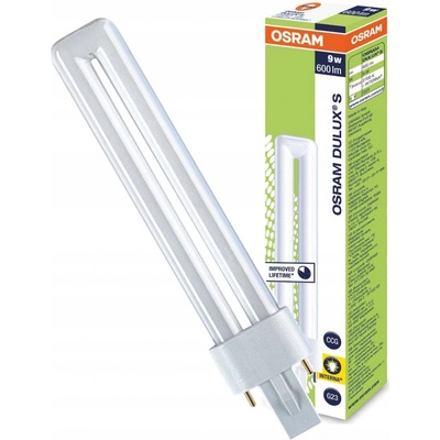 Osram Úsporná žiarivka Dulux S, G23, 9 W, 600 lm, 2700 K, opálová