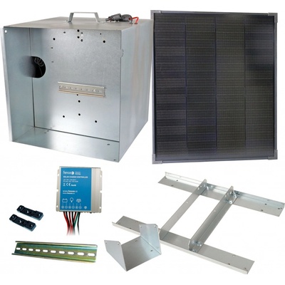 Fencee Základní sada na solární ohradník s přenosnou schránkou, regulátor 10 A, panel 40 W, konzole