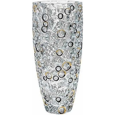 Bohemia Jihlava Váza LISBOA black and gold lister 350 mm