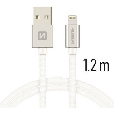 Swissten Kabel Textile Lighting, 1,2m, stříbrný