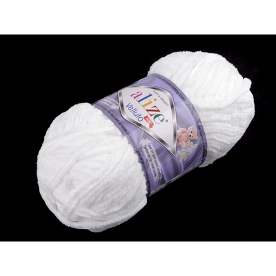 Stoklasa Pletací žinylková příze Alize Velluto 100 g Balení: 1 ks, Varianta: 1 (55) bílá 1 (55) bílá