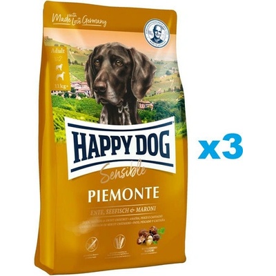 Happy Dog Supreme piemonte kačacie gaštany a ryby 3 x 10 kg