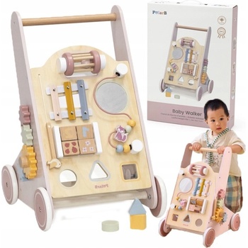 VIGA PolarB Dřevěné chodítko Pink s aktivitami