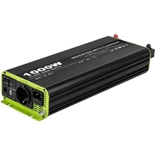 Kosun Měnič napětí výkon 1000W čistý sinus UPS DC24V/AC230V USB černo-zelený KOS1000-24