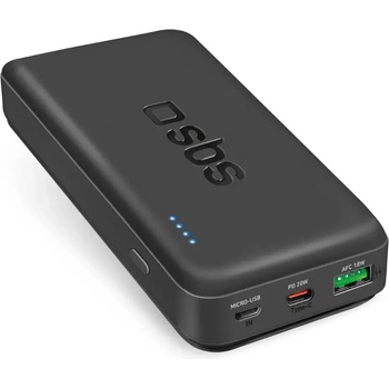SBS Преносима батерия Powerbank SBS TTBB20000PD20K 20000 mAh 20W PD USB-C, USB-A, Micro-USB - черен (TTBB20000PD20K)