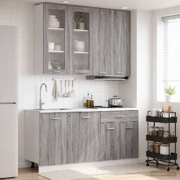 vidaXL Кухненски единица LYON 4 pcs Сив Сонома Инженерна дървесина (3438368)