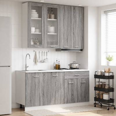 vidaXL Кухненски единица LYON 4 pcs Сив Сонома Инженерна дървесина (3438368)