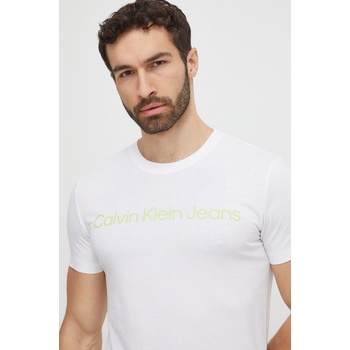 Calvin Klein Jeans Памучна тениска Calvin Klein Jeans в бяло с принт J30J322344 (J30J322344)