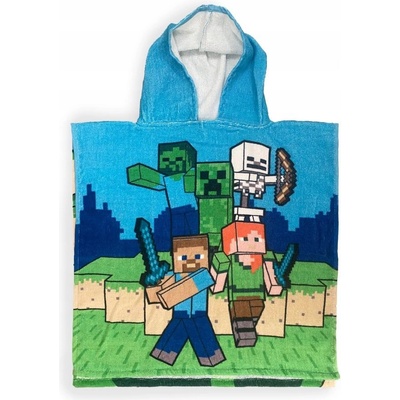 CurePink Dětský ručník pončo Minecraft Postavy 55 x 110 cm