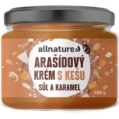 Allnature Arašídový krém s kešu, solí a karamelem 220 g