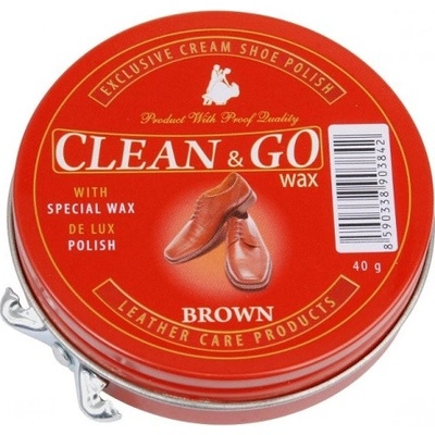 Clean & Go Wax Krém na obuv z lesklej kože s voskom hnedý 40g