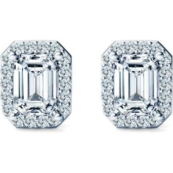 SAVICKI Обеци This is Love: бяло злато, лабораторни диаманти с шлиофвка "смарагд