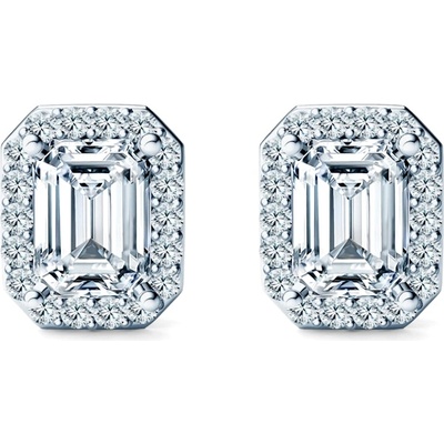 SAVICKI Обеци This is Love: бяло злато, лабораторни диаманти с шлиофвка "смарагд