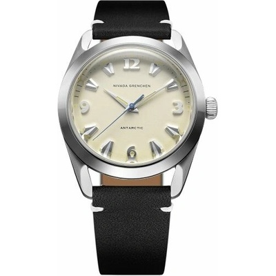 Nivada Grenchen Antarctic Eggshell Beige Luminova Black leather White Stitching