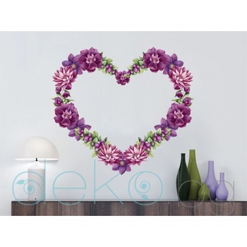 Image 1 of Сърце от цветя - стикер с ефект на акварелна рисунка - 50х50 см (318911)