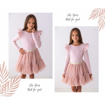Lily Grey halenka s dlouhým rukávem a volánem Baby Pink
