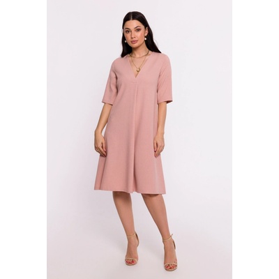 BeWear Woman's V-neck trapeze dress pink