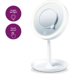 Beurer Козметично огледало, Beurer BS 45 illuminated cosmetics mirror, LED light, Touch sensor, 5x magnification, dimmer function, storage tray