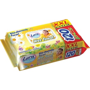 Lara Мокри кърпи с капак Lara Baby Soft - XXL Extra, Лайка, 120 броя (54013) - ozone