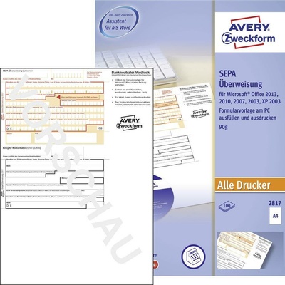 Avery-Zweckform 2817 formulář pro převod SEPA-Überweisung A4, 100 listů