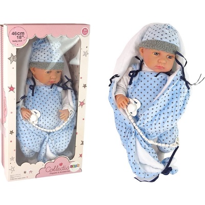 Import leantoys Bobas 46 cm Modrá Smoczek Kocyk Gwiazdka
