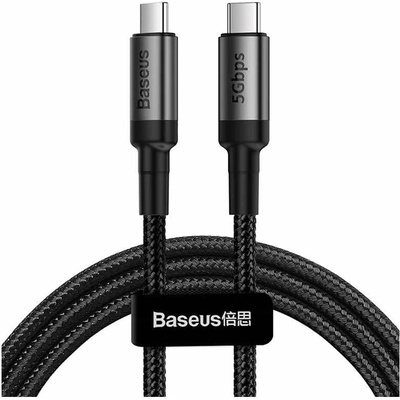 Baseus Кабел с въжена оплетка и бързо зареждане за устройства с USB-C порт (100 см) - Baseus Cafule USB-C to USB-C Cable PD 3.1 60W (CATKLF-RG1) (черен-сив) (CATKLF-RG1)