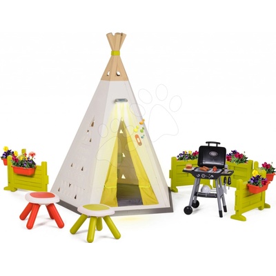 Smoby Stan prírodný Indoor&Outdoor Teepee Evolutive nastaviteľný s grilovačkou na záhrade od 24 m
