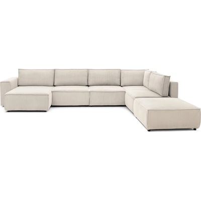 Bobochic Кремав ъглов U-образен диван от велур, десен ъгъл Nihad modular - Bobochic Paris (101201)