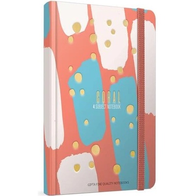 GIPTA Coral Тетрадка 17 х 24 cm, кремава, 4 теми, малки квадратчета, твърда корица, с ластик, 140 листа (4628)