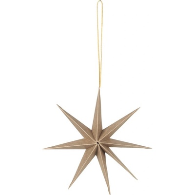Broste Papírová hvězda STAR 15cm přírodní hnědá