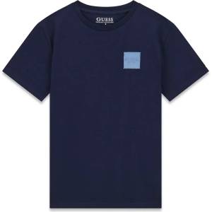GUESS Тъмносиня тениска за момче с изчистен дизайн с малко лого Guess