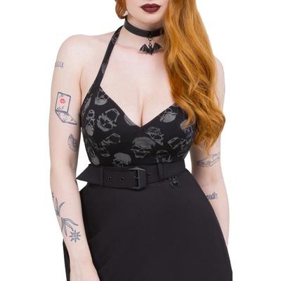 KILLSTAR Топ дамски KILLSTAR - Dixie Halter - Black/Grey - KSRA013156