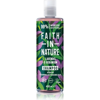 Faith in Nature Lavender & Geranium натурален шампоан за нормална към суха коса 400ml