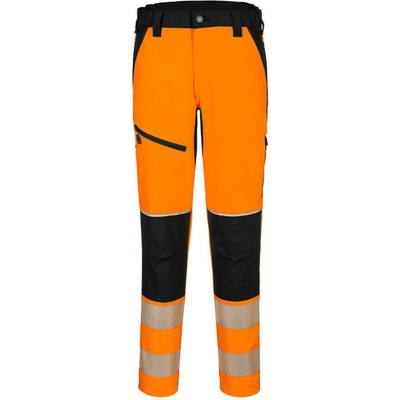 PORTWEST Kalhoty T140 PW3 Hi-Vis Stretch Trouser, do pasu, reflexní POR-T140OBRM Oranžová/černá