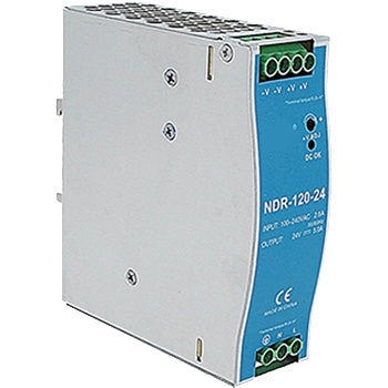 MEAN WELL NDR-120-24 Индустриално Захранване 24V 5A 120W за DIN Шина (NDR-120-24)