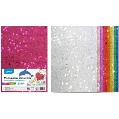 Moosgummi Luma A4, Bio Glitr s flitry samolepící, mix 10ks