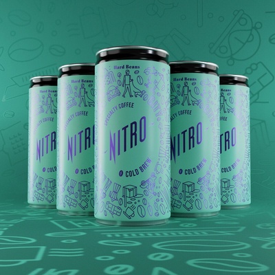 Hard Beans Nitro Cold Brew Classic čokoláda a sušené ovoce Bez cukru 5 x 200 ml