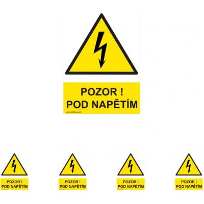 Walteco Pozor! Pod napětím 210x297mm, formát A4, plastová tabulka Množství: 5 ks , 20025BP1