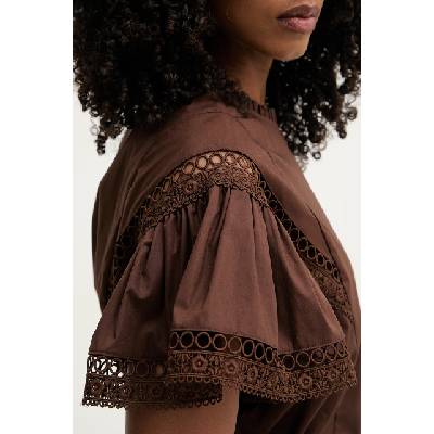 TWINSET блуза с волани дамска памучна (261TT2251)