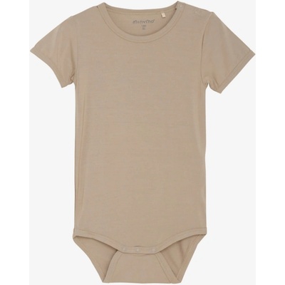 Dětské body s krátkým rukávem z bambusu hnědé Simply Taupe MINYMO