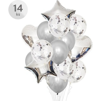Balóny Party sada 30 cm 45 cm strieborná
