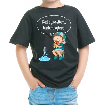 Fajntričko Kids detské tričko Keď vyrastiem, budem rybár čierna