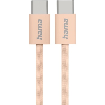 Hama Кабел за зареждане "Fabric", USB-C - USB-C, 1 m, Nylon, оранжев (201727)