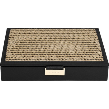 Stackers Raffia classic кутия за бижута, черна, с капак (76758)