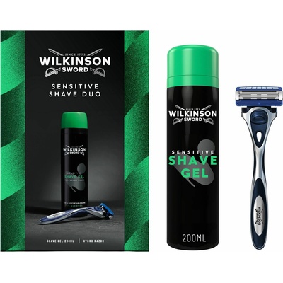 Wilkinson Sword Sensitive Shave Gel penivý gél na holenie pre mužov 200 ml + Wilkinson Sword Hydro5 holiaci strojček pre mužov kozmetická sada