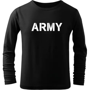 DRAGOWA детска тениска с дълъг ръкав Army, черна (7183)