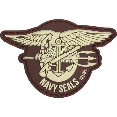 Gumová nášivka 101 Inc znak Navy Seals - hnedá