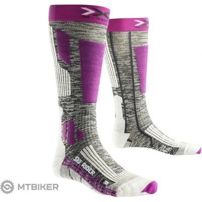 X-Socks X-Bionic SKI RIDER 2.0 LADY dámske lyžiarske ponožky sivá/fialová