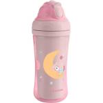 KikkaBoo Чаша със силиконовa сламка KikkaBoo - Moony me, Pink, 220 ml (31302030079)