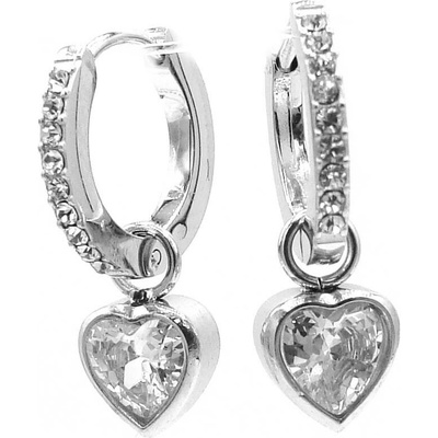 Steel Jewelry náušnice BÍLÉ SRDCE Chirurgická ocel NS231229